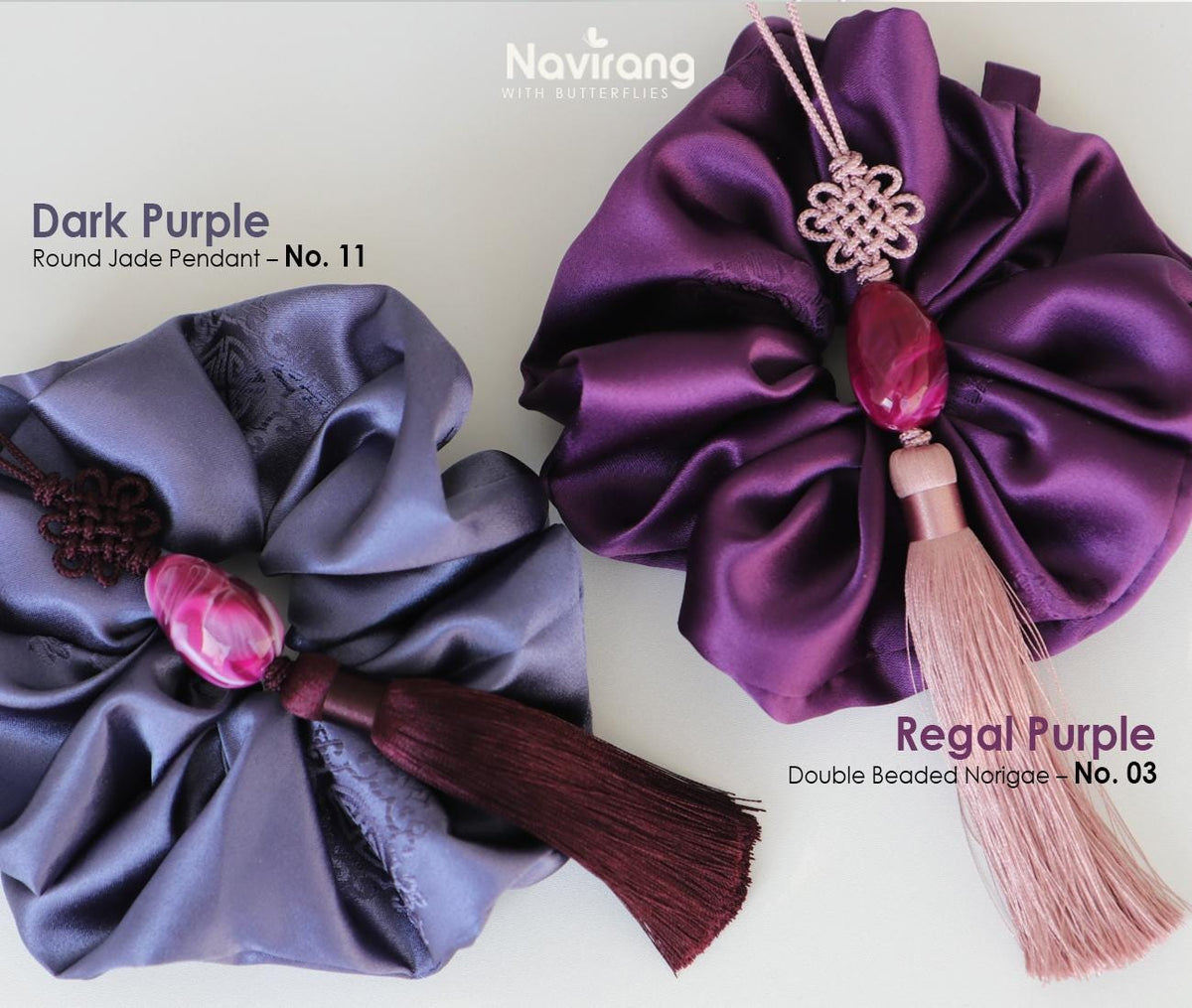 Hanbok Scrunchie with Norigae - Korean Traditional Silk Hair Scrunchy, Tassel Jade butterfly, Korean Hanbok ACC, Gift for K-drama lover girl