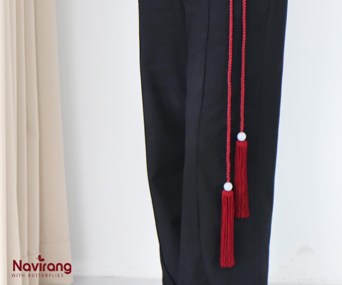 Korean Norigae Tassel Belt (Dark Red) - 380cm / 150" Extra Long Waist Rope with Tassels