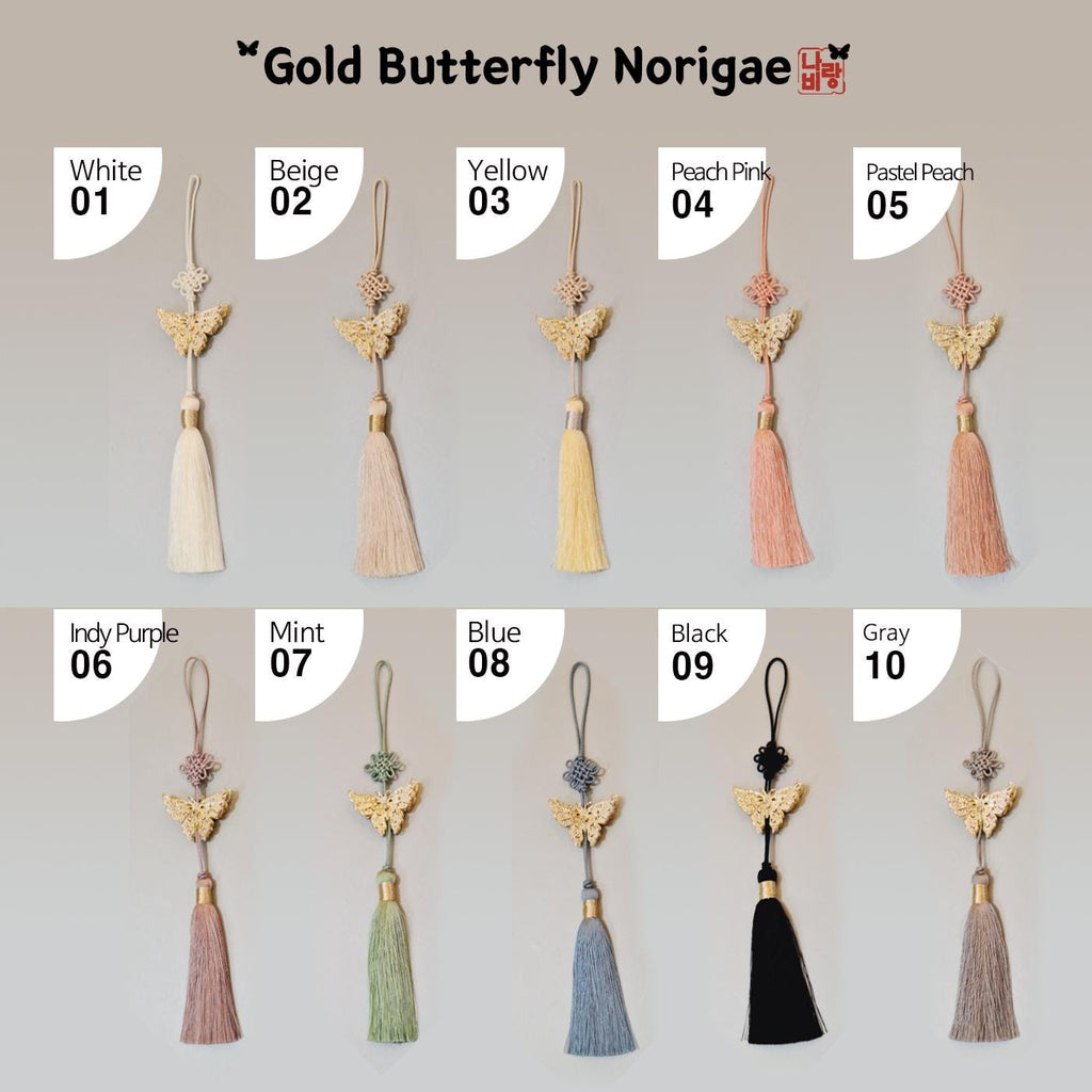 Hanbok Scrunchie with Norigae - Korean Traditional Silk Hair Scrunchy, Tassel Jade butterfly, Korean Hanbok ACC, Gift for K-drama lover girl