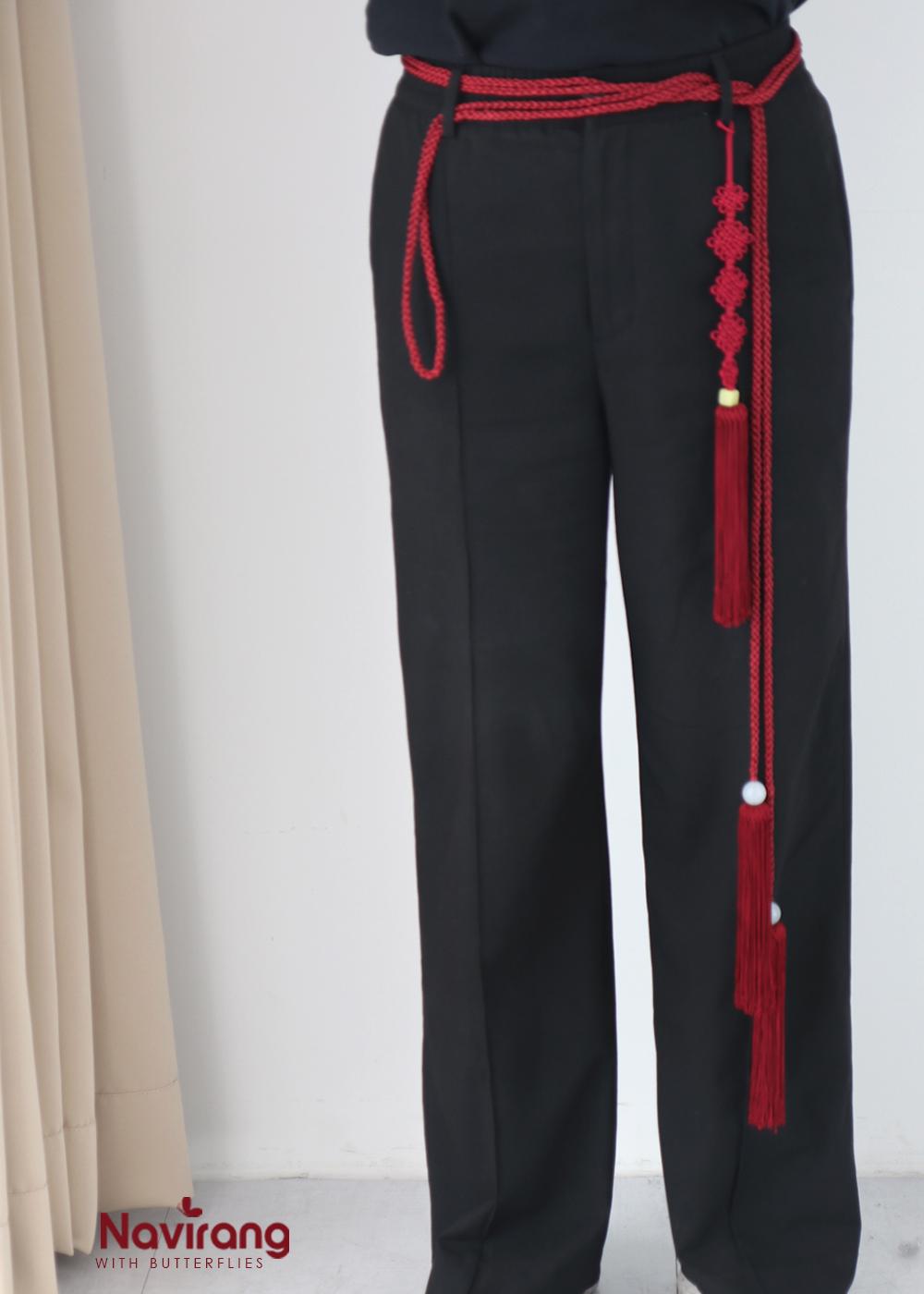 Korean Norigae Tassel Belt (Dark Red) - 380cm / 150" Extra Long Waist Rope with Tassels