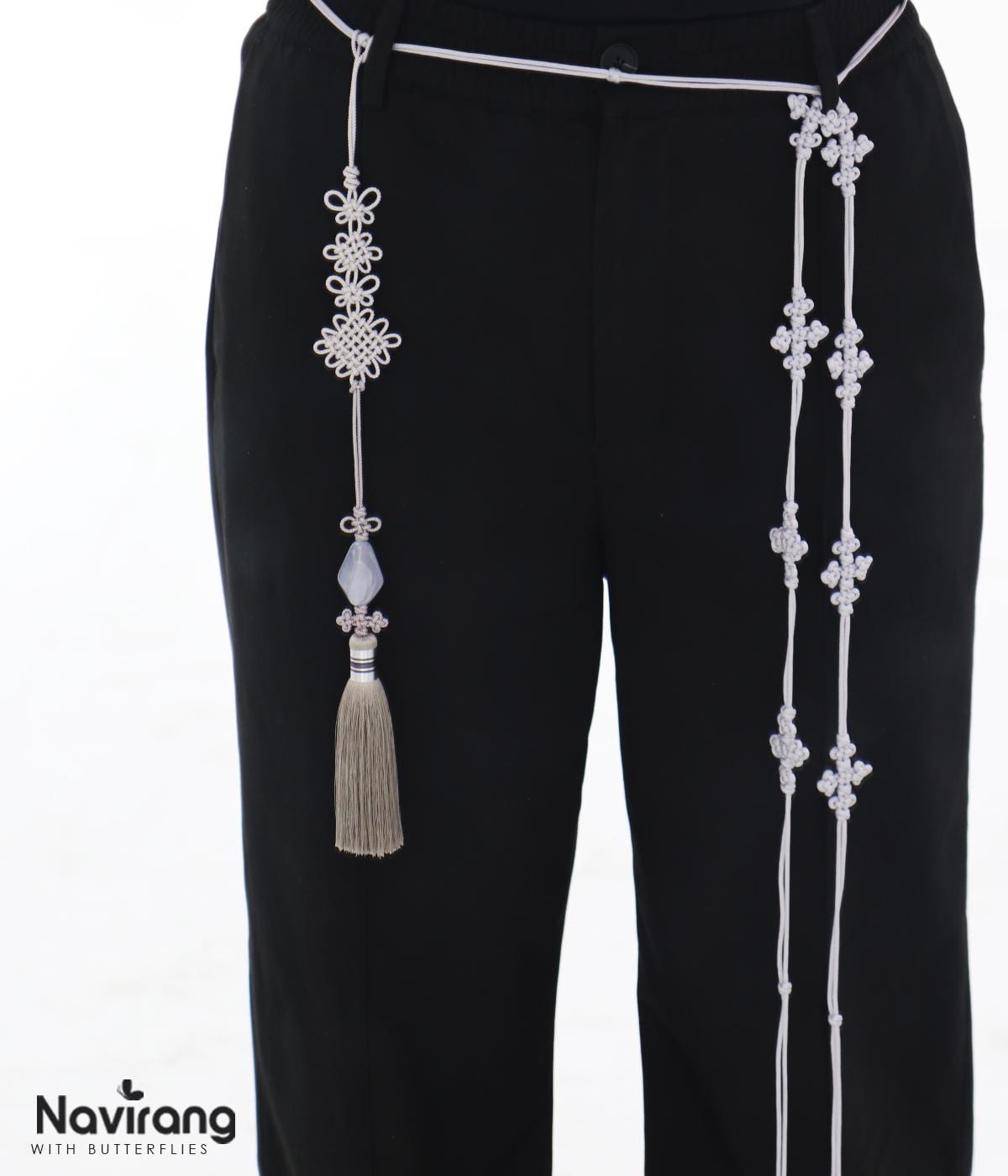 Diamond-shaped Jade Norigae - Korean Handmade Tassel Charm | Hanbok Accessory, Men’s Women’s Norigae