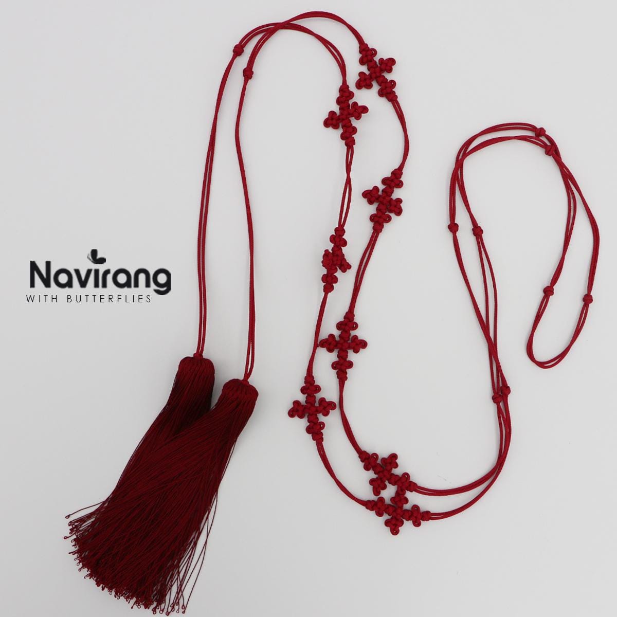 Handcrafted Korean knot tassel belt cord - 260cm / 100.8" Extra Long Waist Rope with Tassels