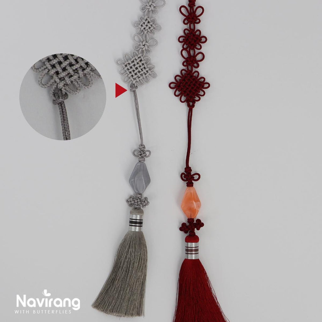 Handcrafted Korean knot tassel belt cord - 260cm / 100.8" Extra Long Waist Rope with Tassels