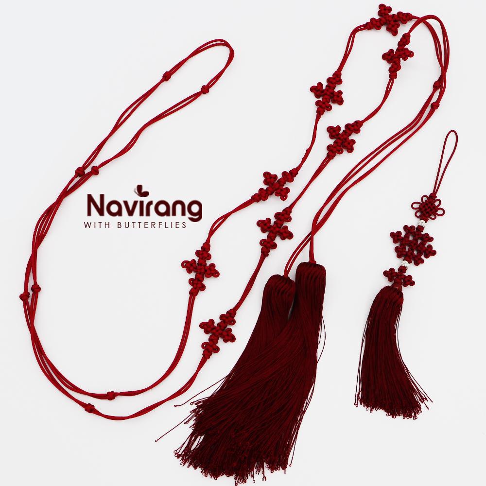 Handcrafted Korean knot tassel belt cord - 260cm / 100.8" Extra Long Waist Rope with Tassels
