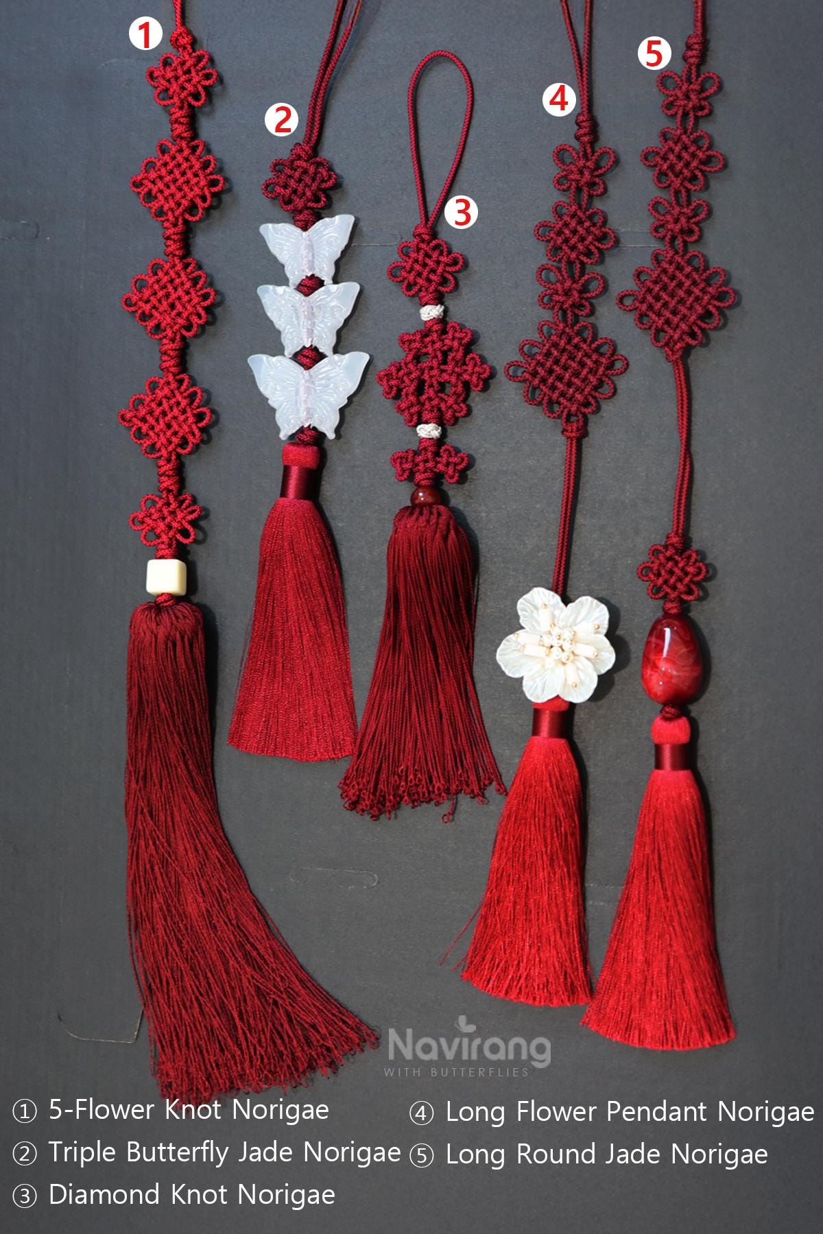 Kpop Norigae - Korean Handmade Tassel Charm | Hanbok Accessory, Red, Purple, Silver