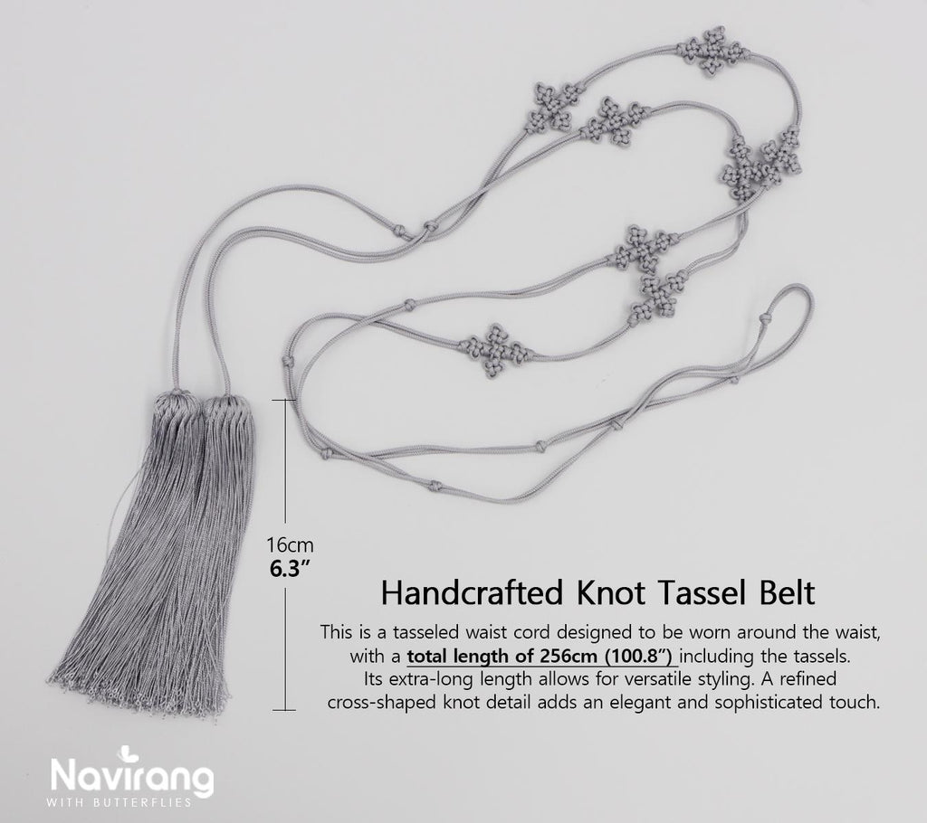Handcrafted Korean knot tassel belt cord - 260cm / 100.8" Extra Long Waist Rope with Tassels