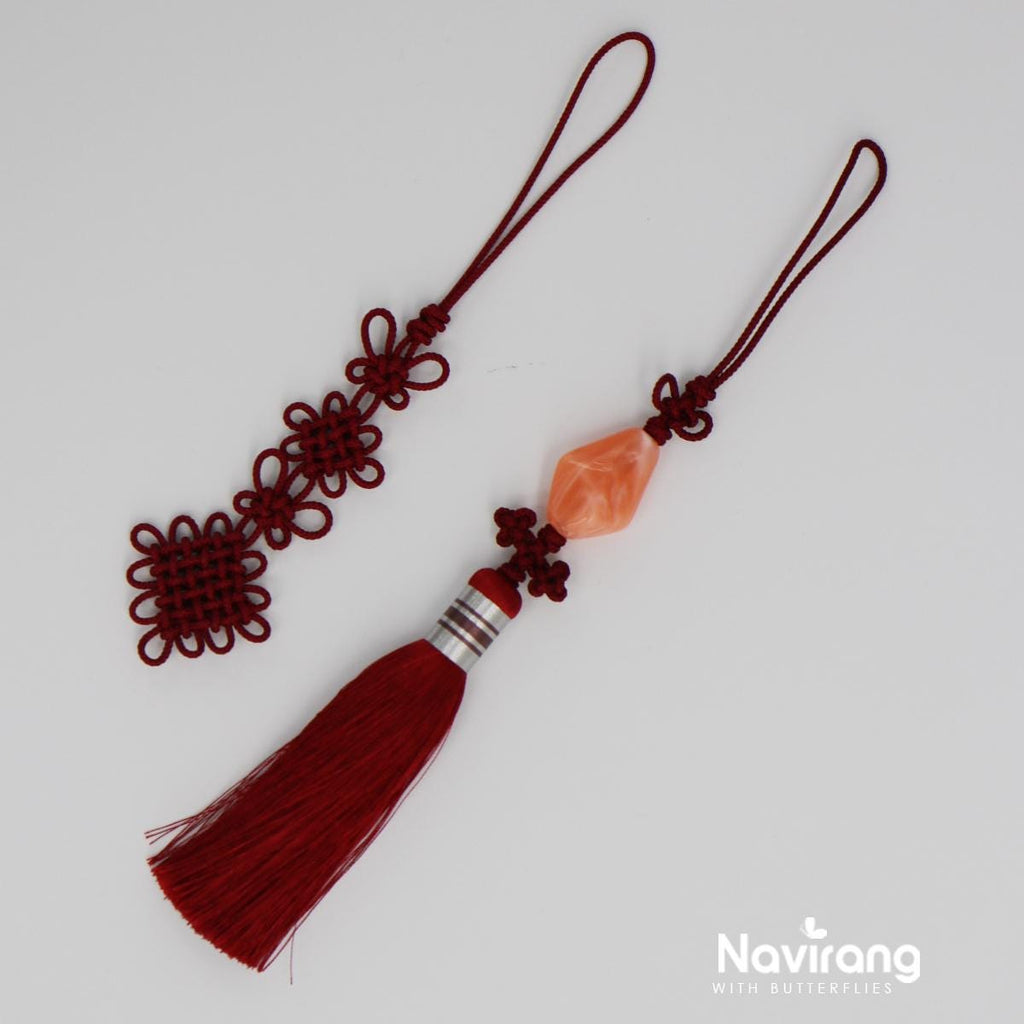Diamond-shaped Jade Norigae - Korean Handmade Tassel Charm | Hanbok Accessory, Men’s Women’s Norigae