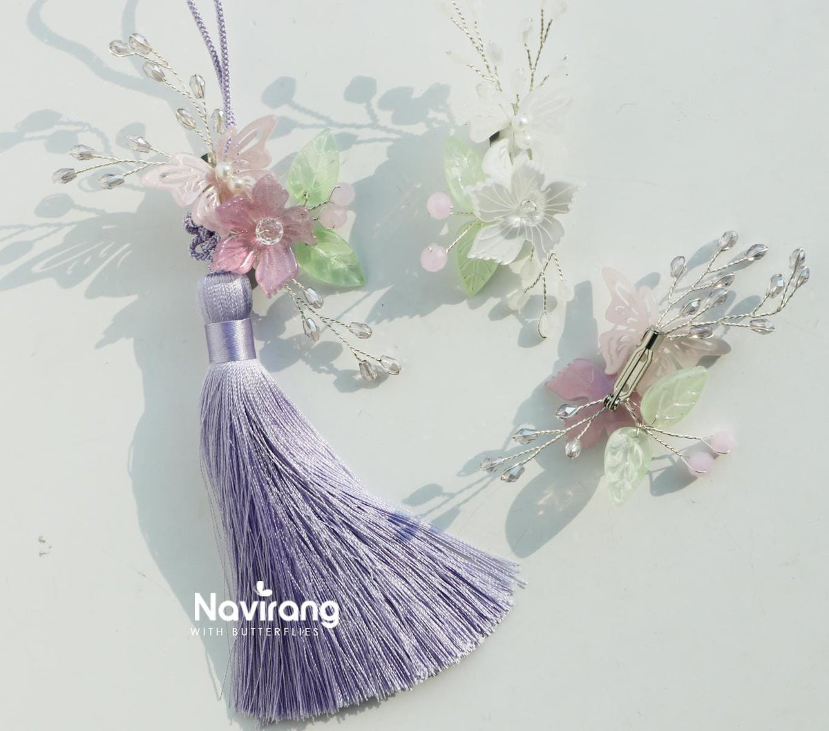 Butterfly Blossom Brooch & Hair Pin – Korean Traditional Hair Accessory, Norigae Ornament