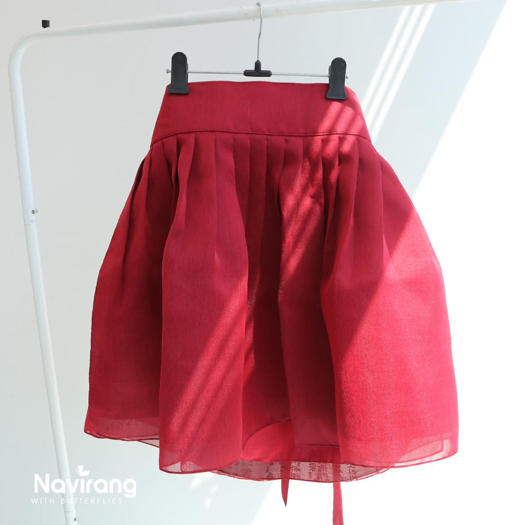 Hanbok Mini Wrap Skirt with Hangeul Lettering – Kids & Adults Concert Outfit, Halloween Costume