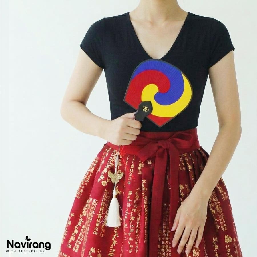 Traditional Korean Taegeuk Fan | Silk Hanbok Accessory, Art Fan