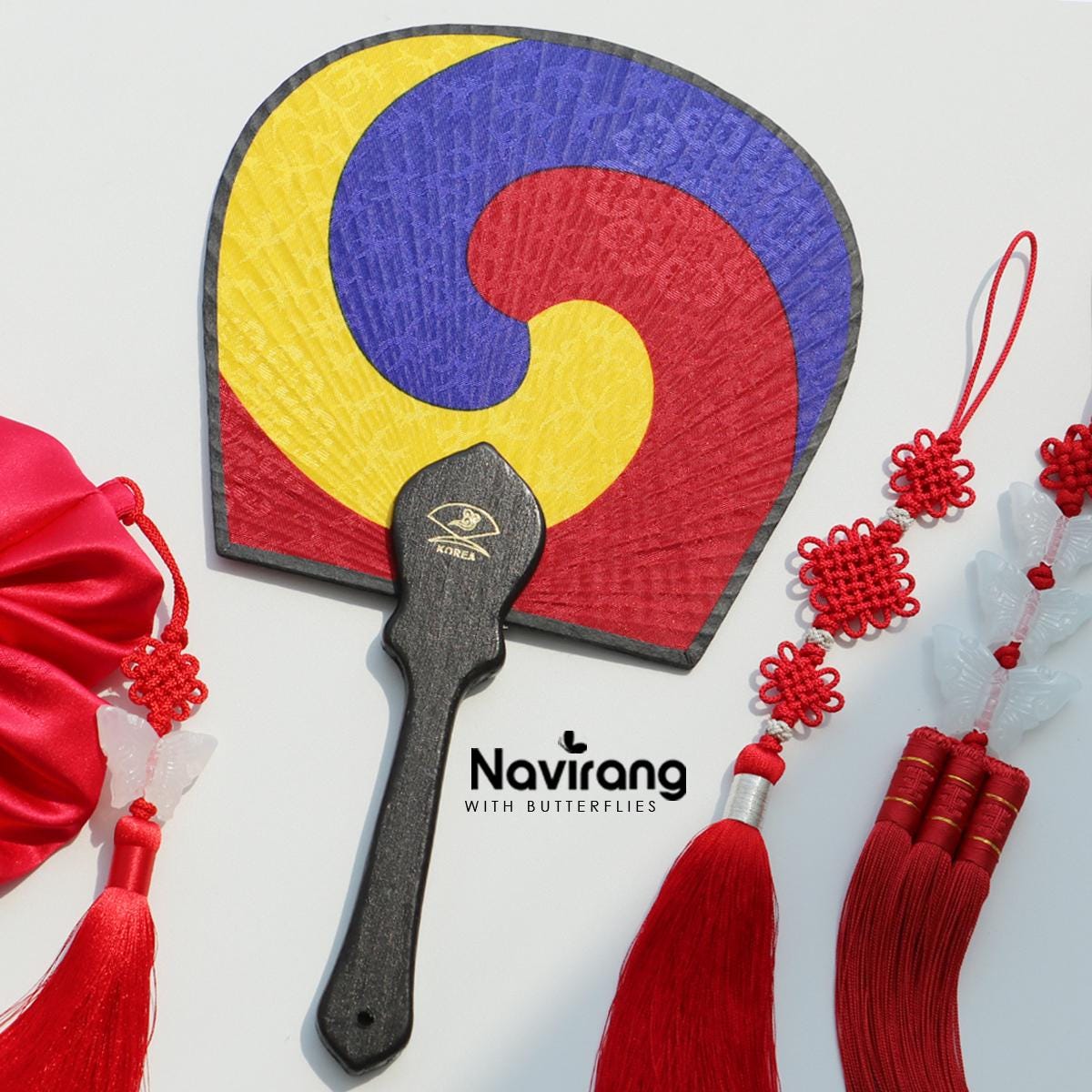 Traditional Korean Taegeuk Fan | Silk Hanbok Accessory, Art Fan