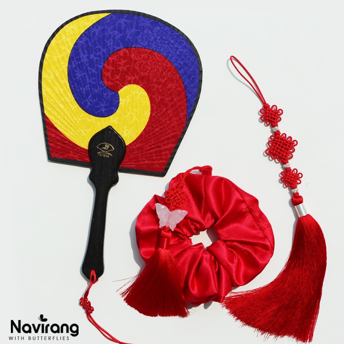 Traditional Korean Taegeuk Fan | Silk Hanbok Accessory, Art Fan