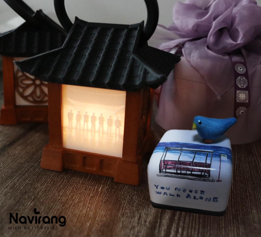 CUSTOM Mini Hanok Lamps- Miniature Korean House Environmentally friendly Mood Light, Personalized photo, Requires 3 AAA