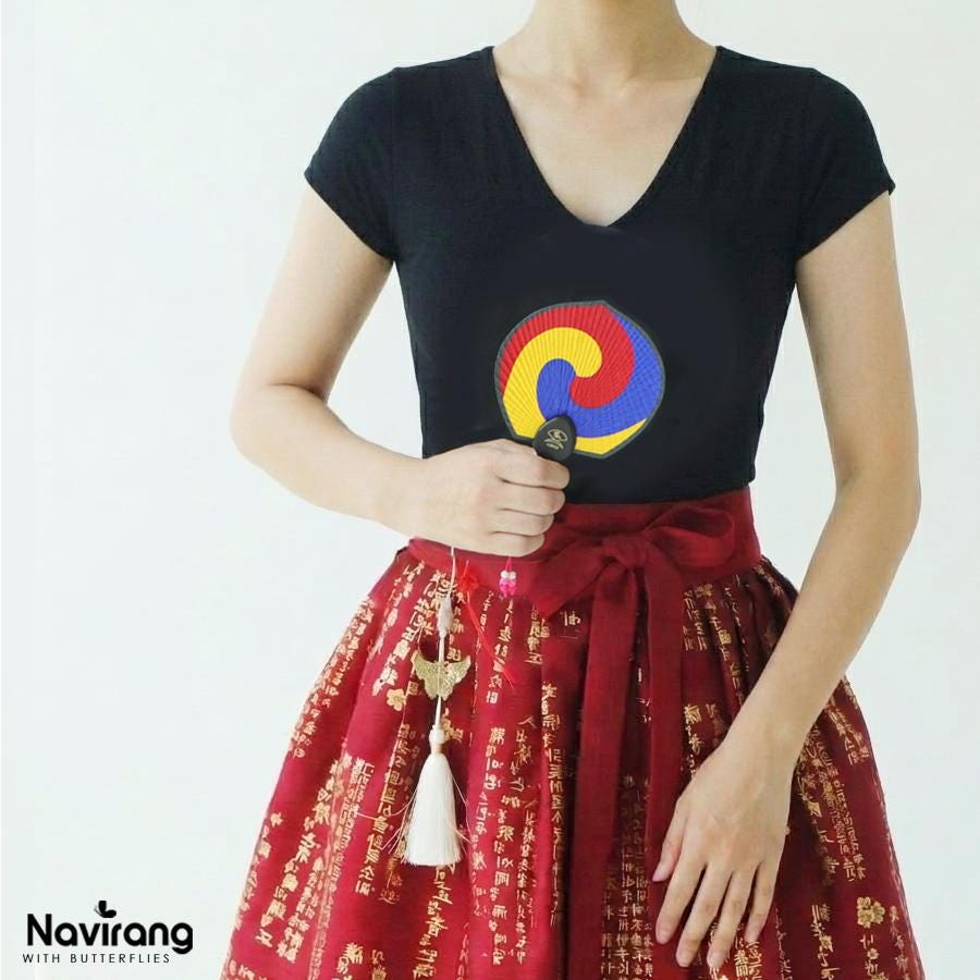 Traditional Korean Taegeuk Fan | Silk Hanbok Accessory, Art Fan