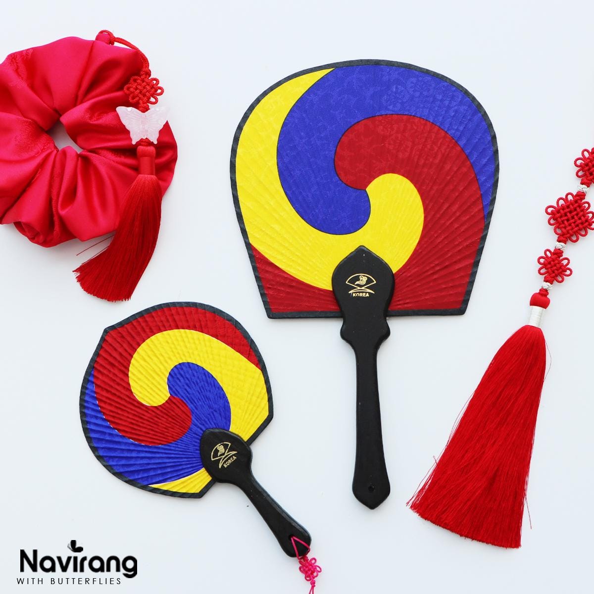 Traditional Korean Taegeuk Fan | Silk Hanbok Accessory, Art Fan