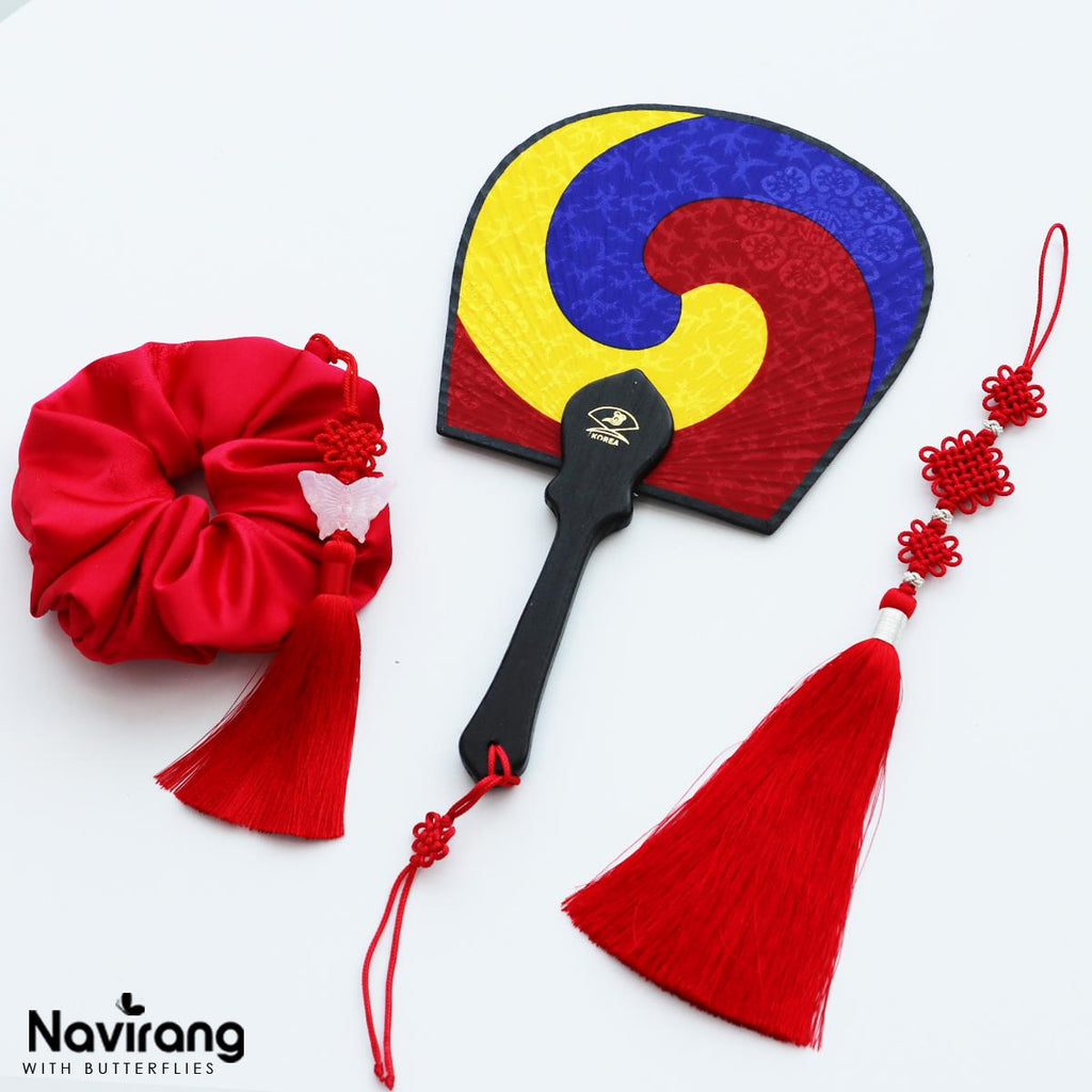 Traditional Korean Taegeuk Fan | Silk Hanbok Accessory, Art Fan