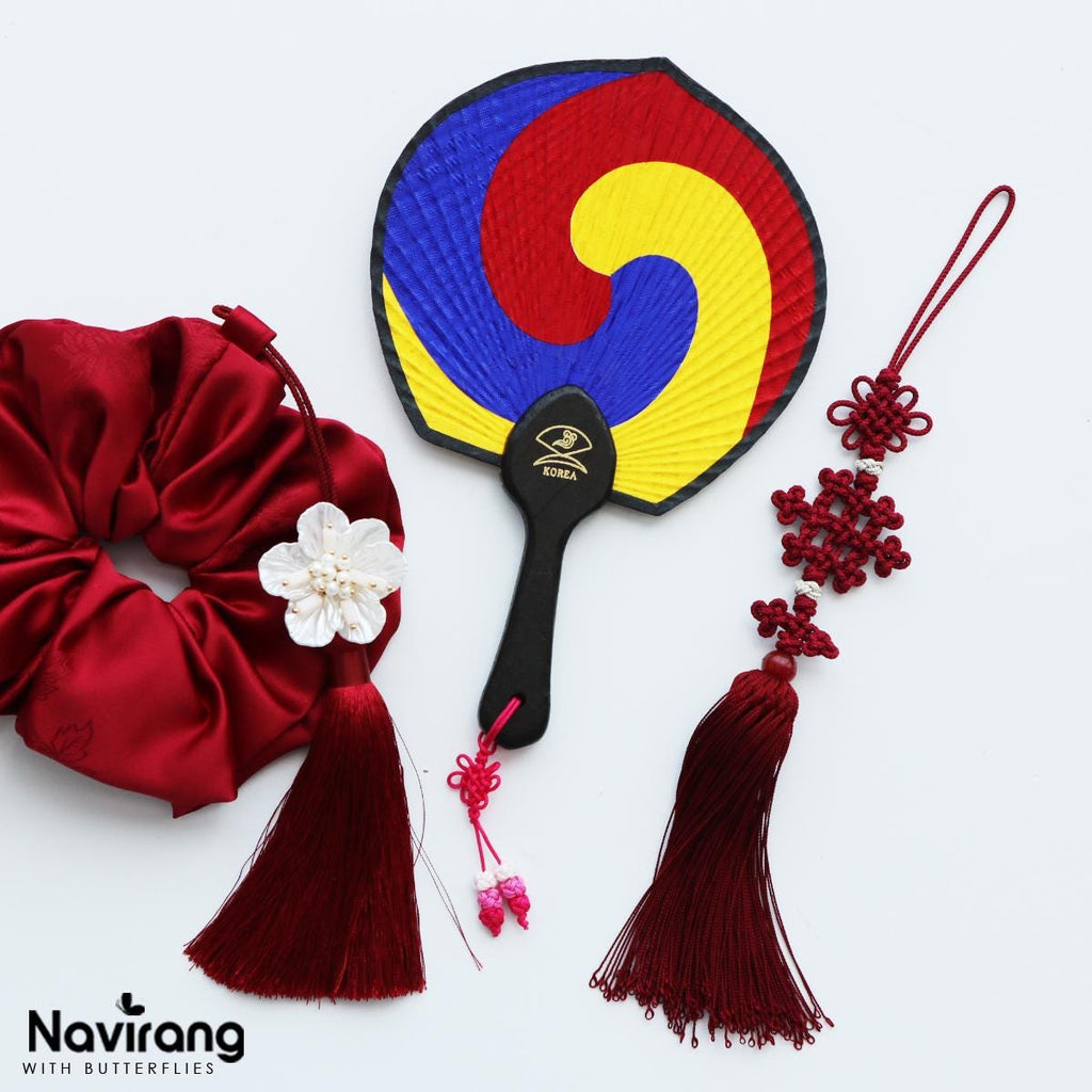 Traditional Korean Taegeuk Fan | Silk Hanbok Accessory, Art Fan