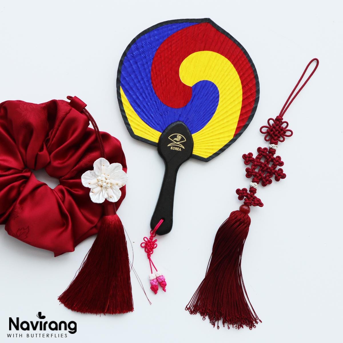 Traditional Korean Taegeuk Fan | Silk Hanbok Accessory, Art Fan