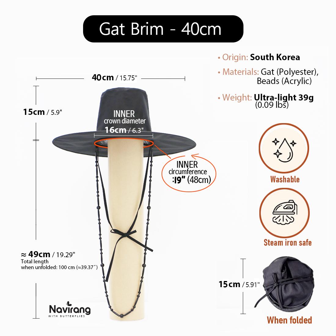 Foldable Gat with Beads String / Korean Traditional Hat – Lightweight Wire Frame, Cosplay K-Pop Boys