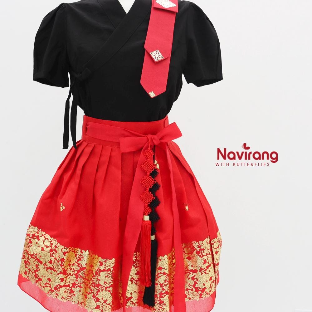 Modern Hanbok Blouse, Puff Sleeve Wrap Top, Korean Style Casual Shirt