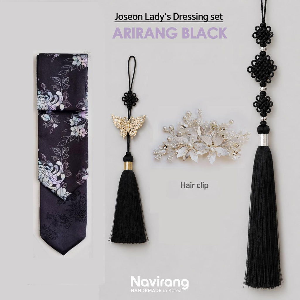 Joseon Lady’s Dressing Set – Korean Traditional Hanbok Scrunchies & Norigae Gift Box, Mother's Day