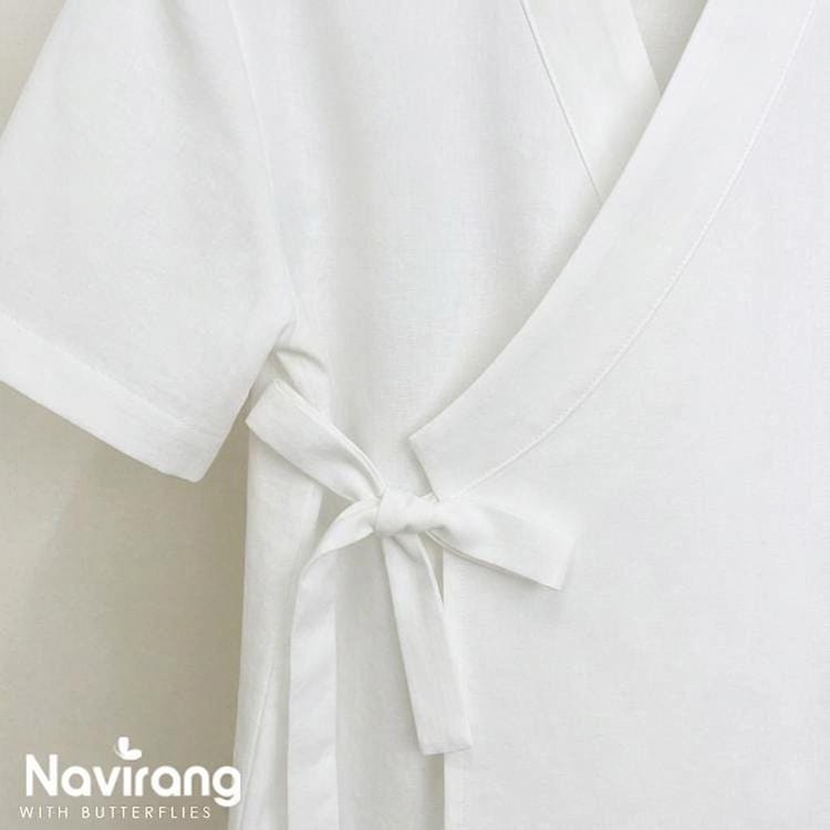 Modern Hanbok Blouse, Puff Sleeve Wrap Top, Korean Style Casual Shirt