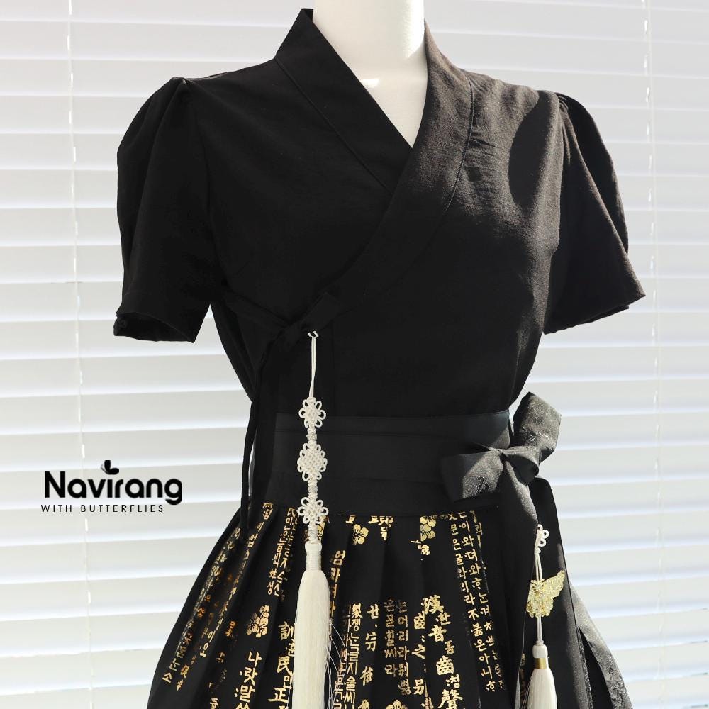 Modern Hanbok Blouse, Puff Sleeve Wrap Top, Korean Style Casual Shirt