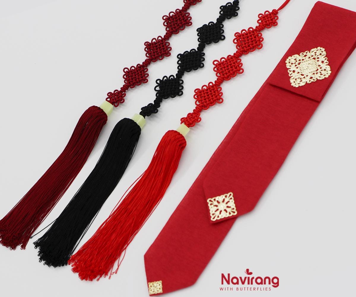 Kpop Norigae - Korean Handmade Tassel Charm | Hanbok Accessory, Red, Purple, Silver