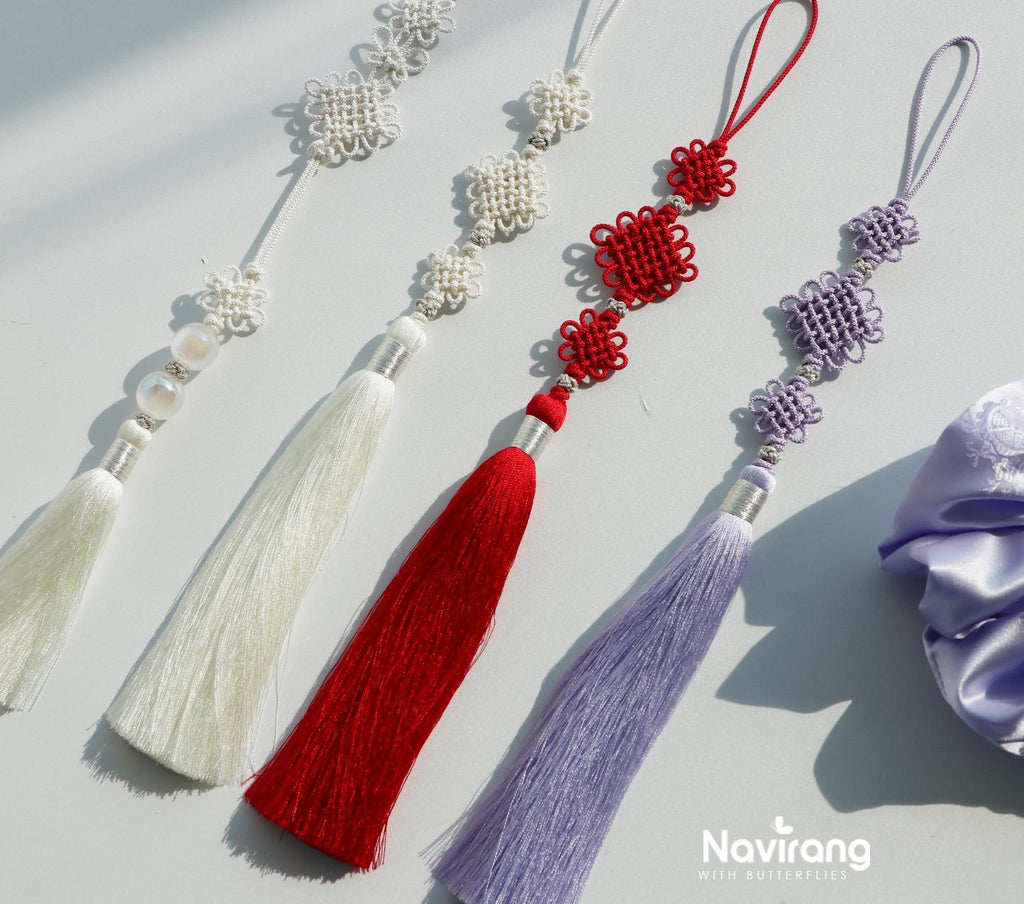 Kpop Norigae - Korean Handmade Tassel Charm | Hanbok Accessory, Red, Purple, Silver