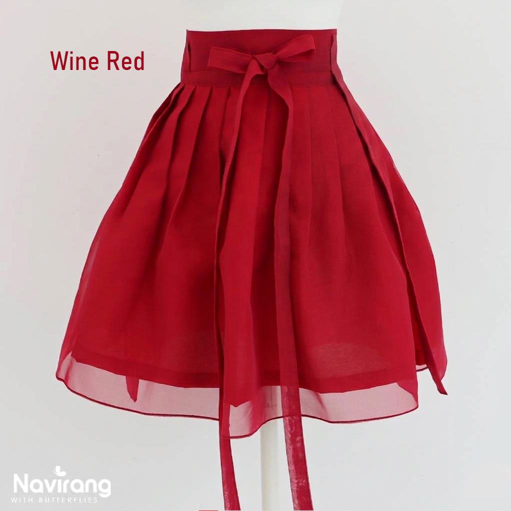 Hanbok Mini Skirt (50cm/20") Red & Light Purple, Wine – Concert Outfit, Costume
