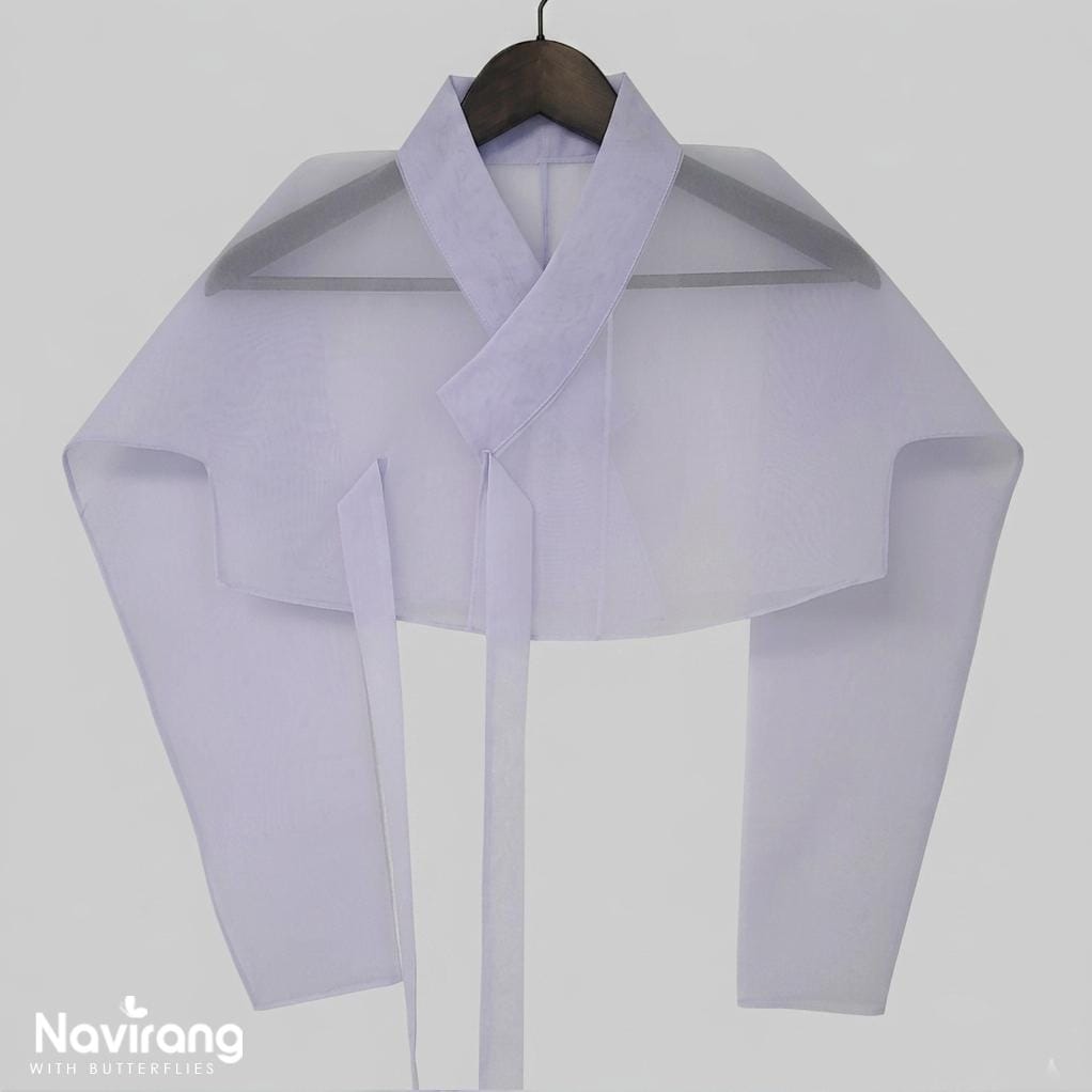 Hanbok Jeogori, Short Length Sheer Wrap Jacket, See Through Korean Crop Blouse, Organza Top for Women