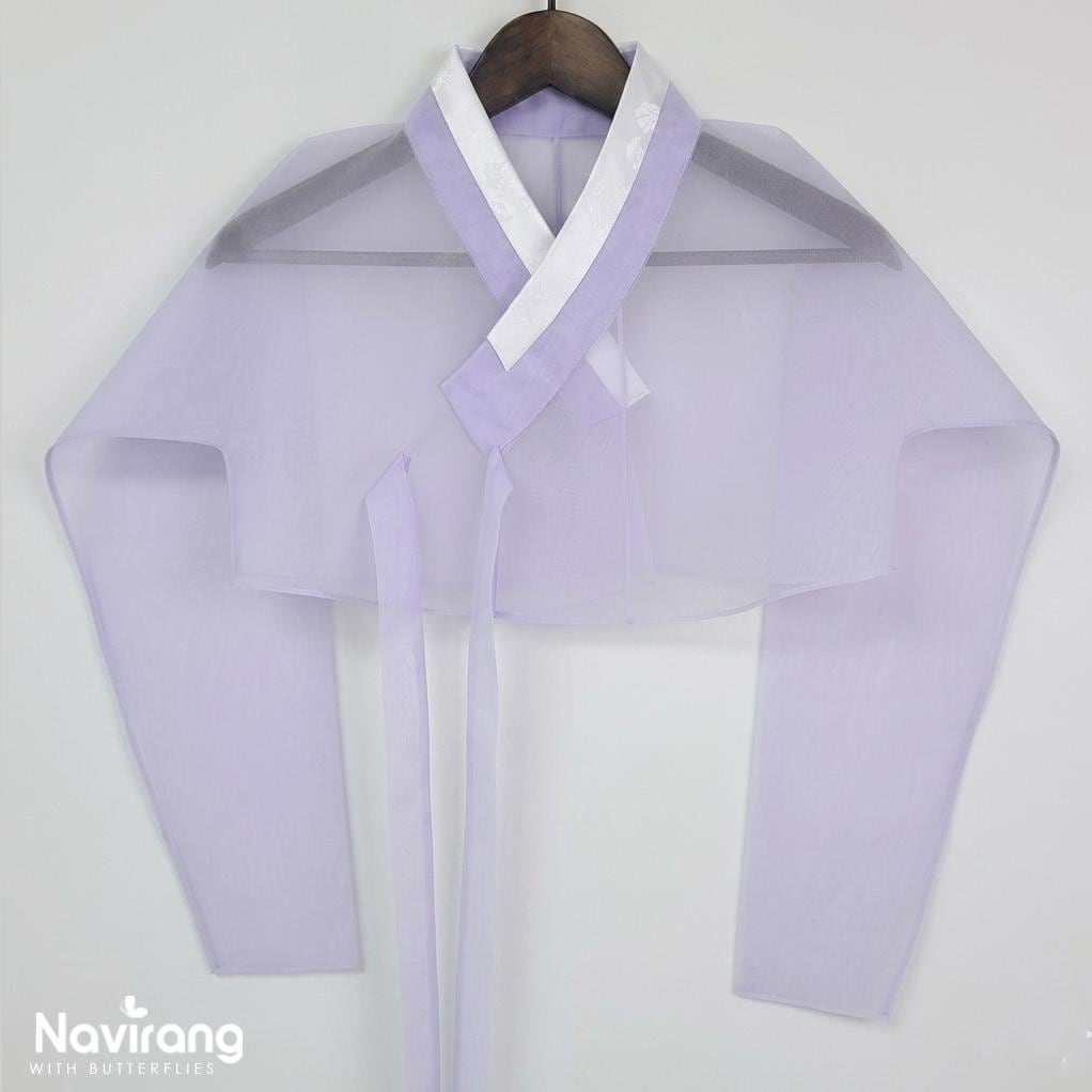 Hanbok Jeogori, Short Length Sheer Wrap Jacket, See Through Korean Crop Blouse, Organza Top for Women