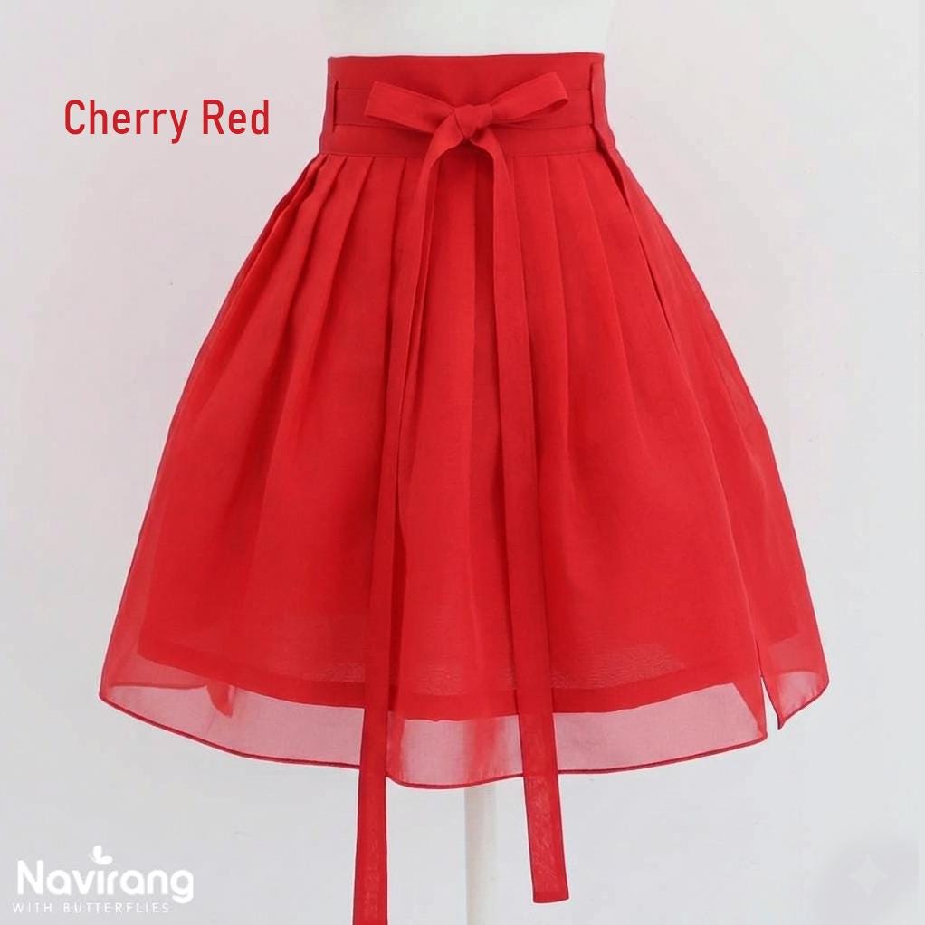 Hanbok Mini Skirt (50cm/20") Red & Light Purple, Wine – Concert Outfit, Costume