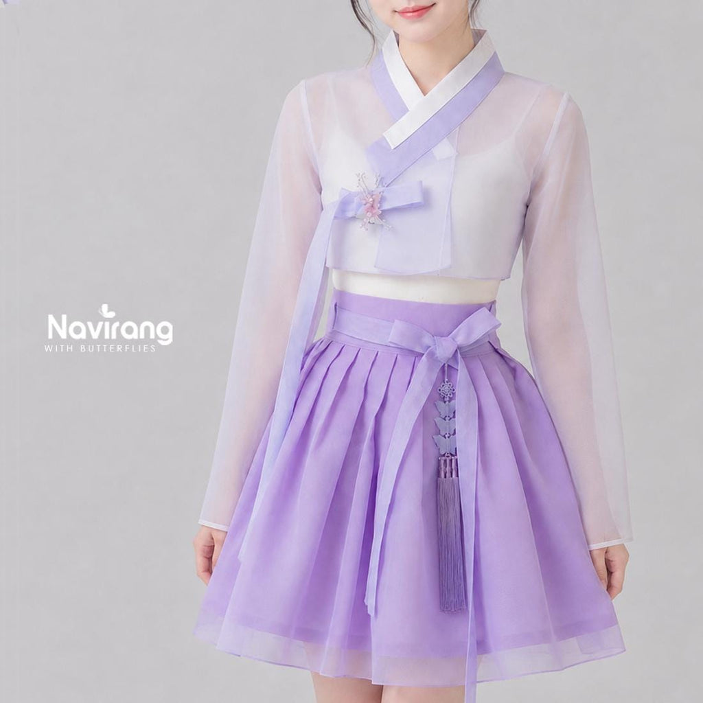 Hanbok Mini Skirt (50cm/20") Red & Light Purple, Wine – Concert Outfit, Costume