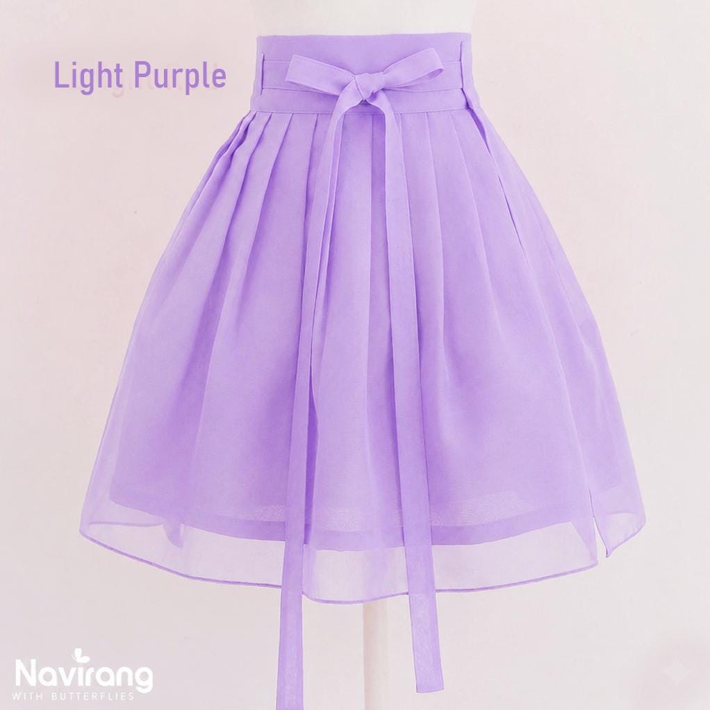 Hanbok Mini Skirt (50cm/20") Red & Light Purple, Wine – Concert Outfit, Costume