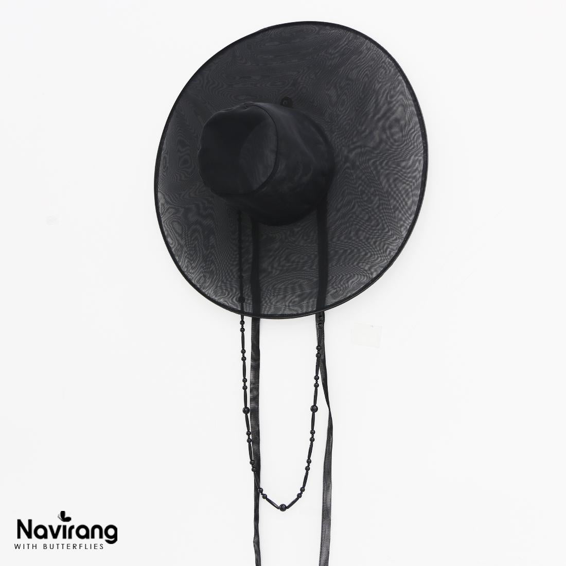 Foldable Gat with Beads String / Korean Traditional Hat – Lightweight Wire Frame, Cosplay K-Pop Boys
