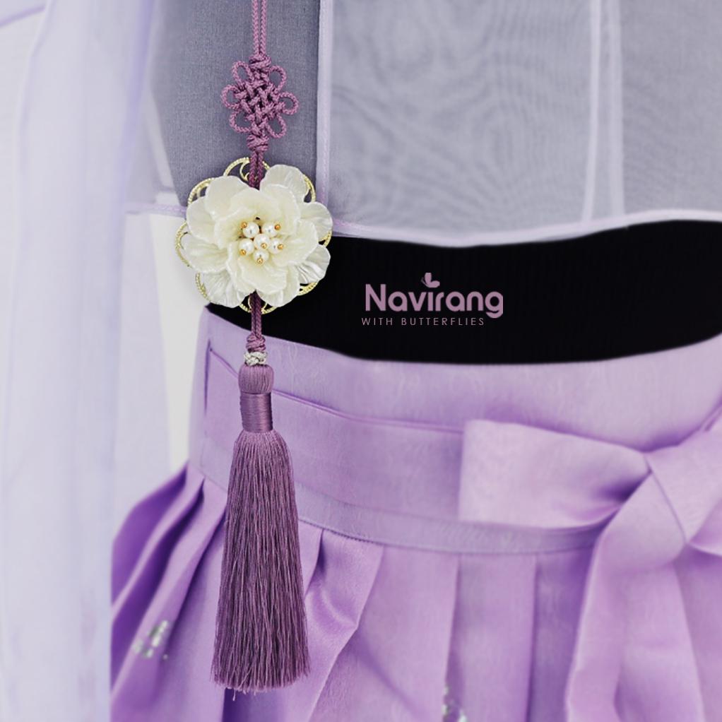 Custom Flower Pearl Norigae - Korean Handmade Traditional knot Tassel Charm | Hanbok Accessory, K-pop Norigae with Pearl, Tassel Keychain
