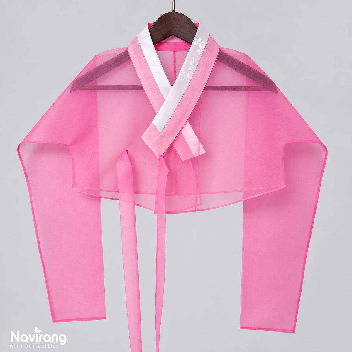 Hanbok Jeogori, Short Length Sheer Wrap Jacket, See Through Korean Crop Blouse, Organza Top for Women