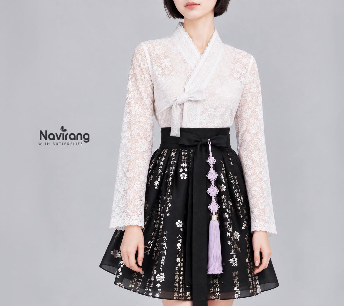 Korean Lace Jeogori Blouse, Modern Hanbok Top, Sheer Floral Jacket, Women’s Hanbok Shirt