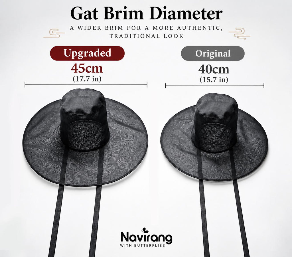 Foldable Gat with Beads String / Korean Traditional Hat – Lightweight Wire Frame, Cosplay K-Pop Boys