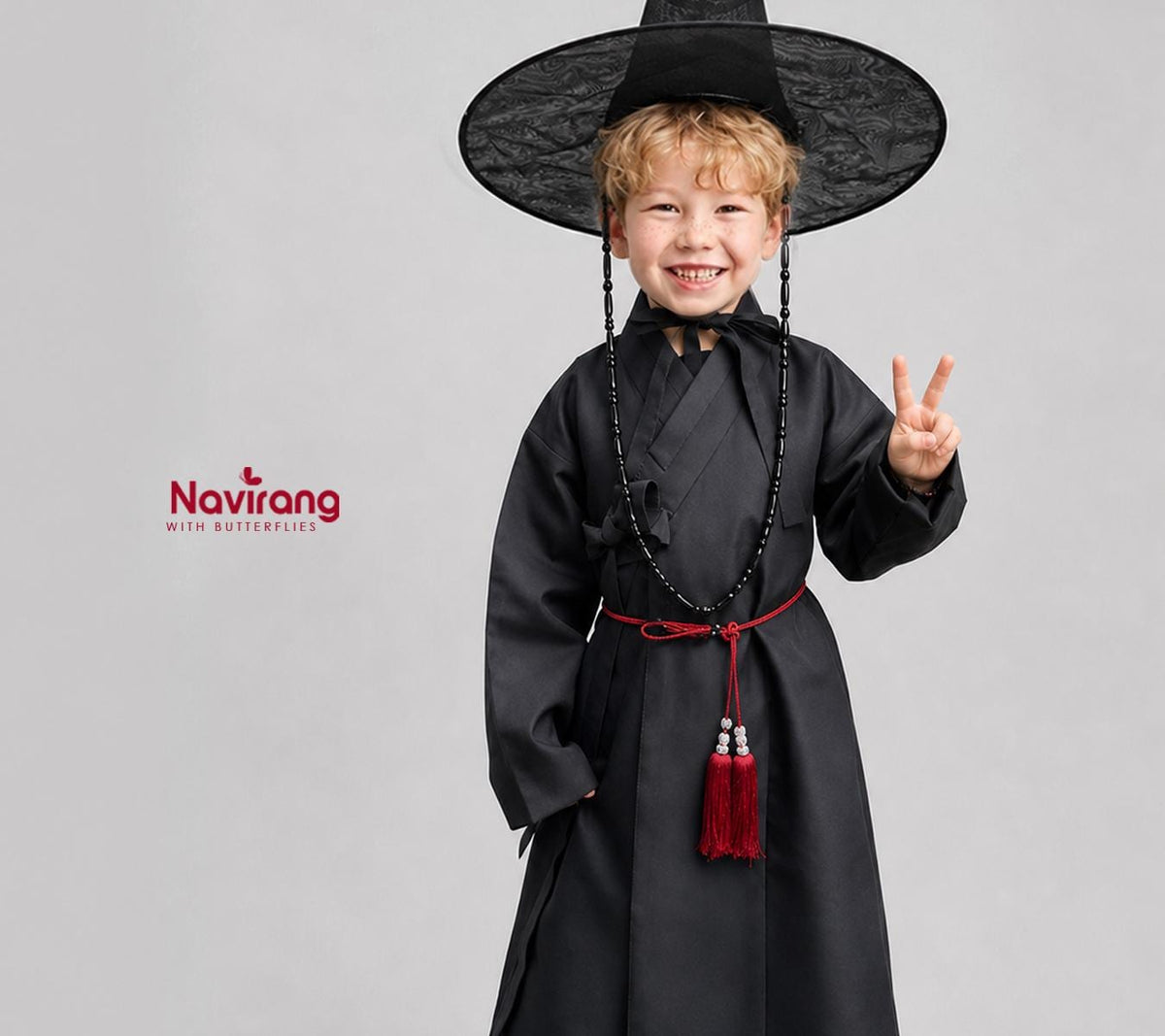 Foldable Gat with Beads String / Korean Traditional Hat – Lightweight Wire Frame, Cosplay K-Pop Boys
