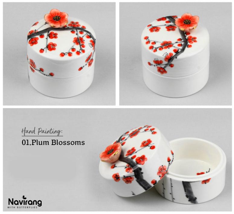 Ceramic Jewelry Box with Music - Moony Orgel, Korean Traditional Painting, Arirang, BTS Spring day