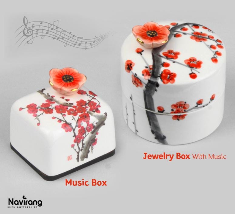 Ceramic Music box - Moony Orgel, Korean Traditional Tiger and Bird, Arirang, BTS Spring day