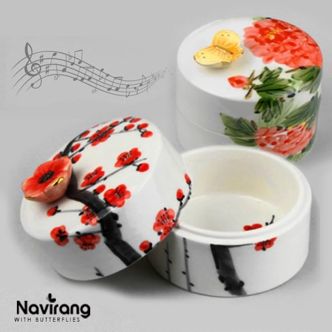 Ceramic Jewelry Box with Music - Moony Orgel, Korean Traditional Painting, Arirang, BTS Spring day