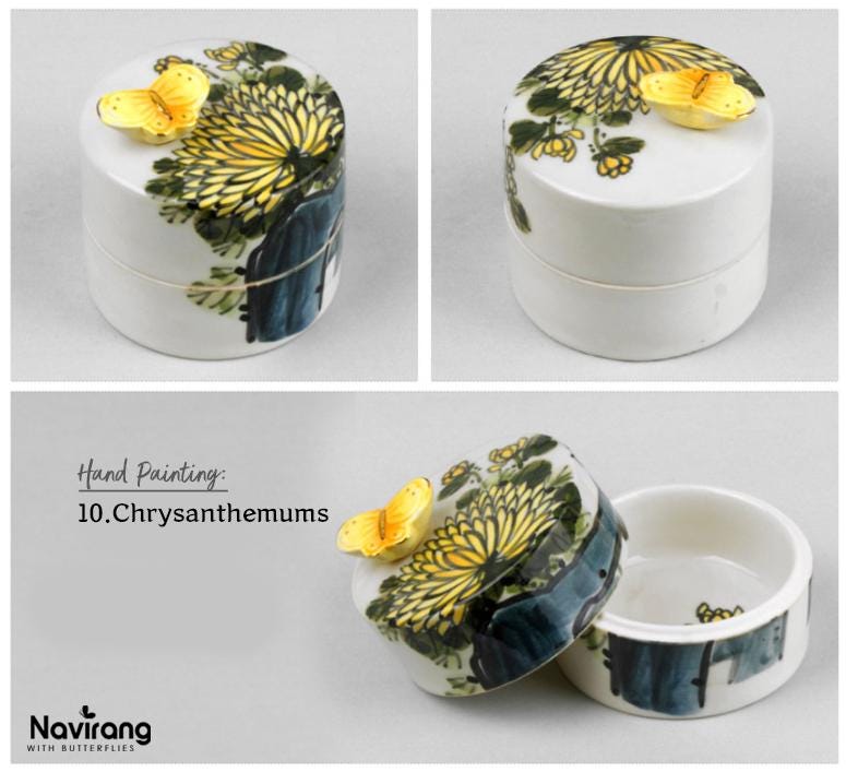 Ceramic Jewelry Box with Music - Moony Orgel, Korean Traditional Painting, Arirang, BTS Spring day