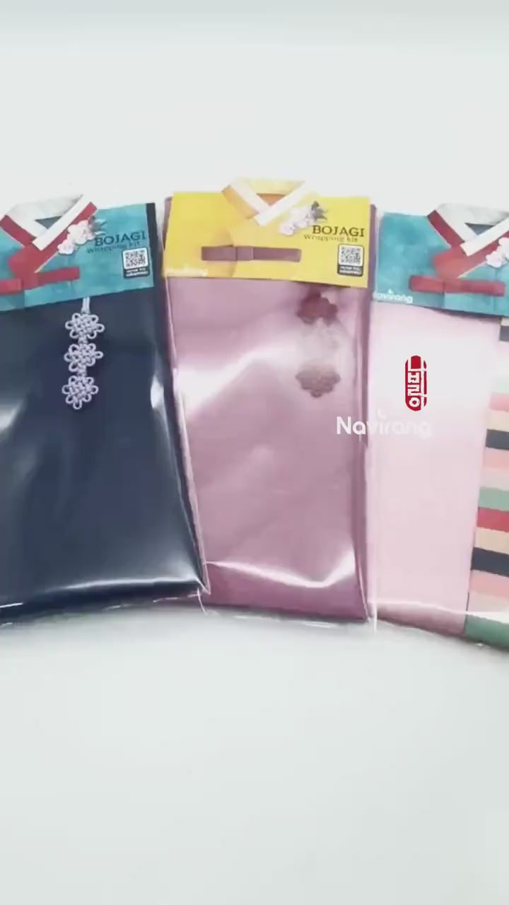 Hanbok Wrapping Kit - Korean Basic Bojagi, Seakdong ribbon, Flower Knotted String | Slub Silk Fabric