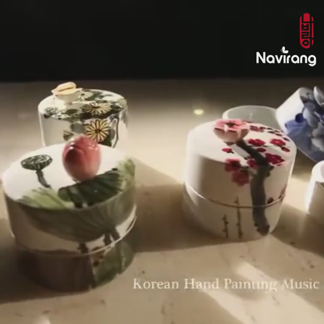 Ceramic Jewelry Box with Music - Moony Orgel, Korean Traditional Painting, Arirang, BTS Spring day