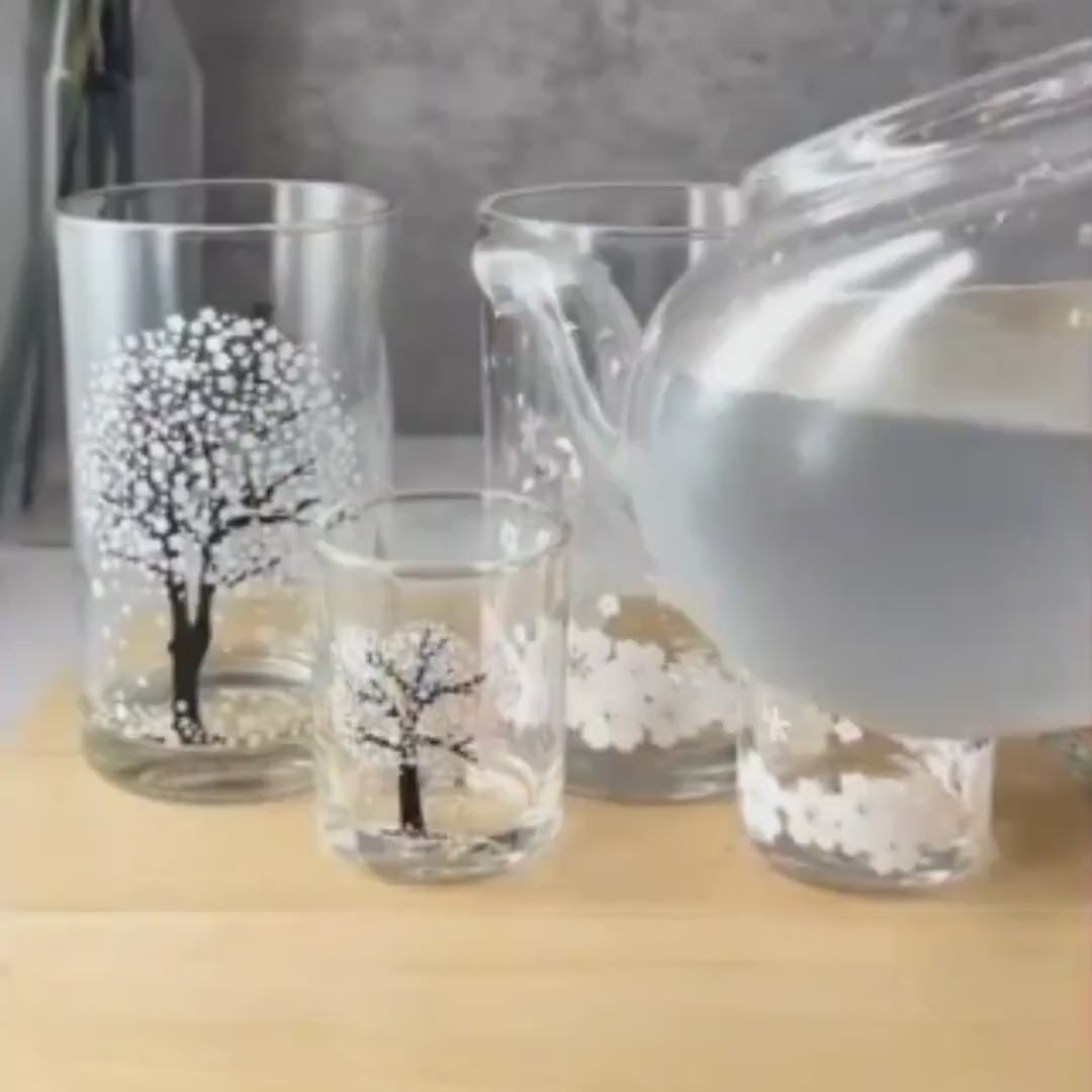 Cherry Blossom Color-changing Glass / 60 ml, 240 ml - Korean Soju Shot Glass, Housewarming, wedding gift in Korean Fathers Day Special